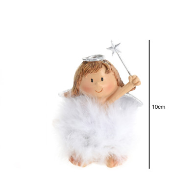 Anjo Decorativo Com Plumas Branco 10CM